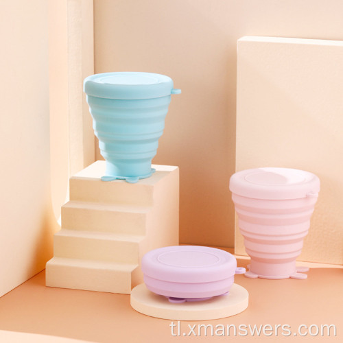 Custom Eco-friendly silicone folding water cup para sa paglalakbay